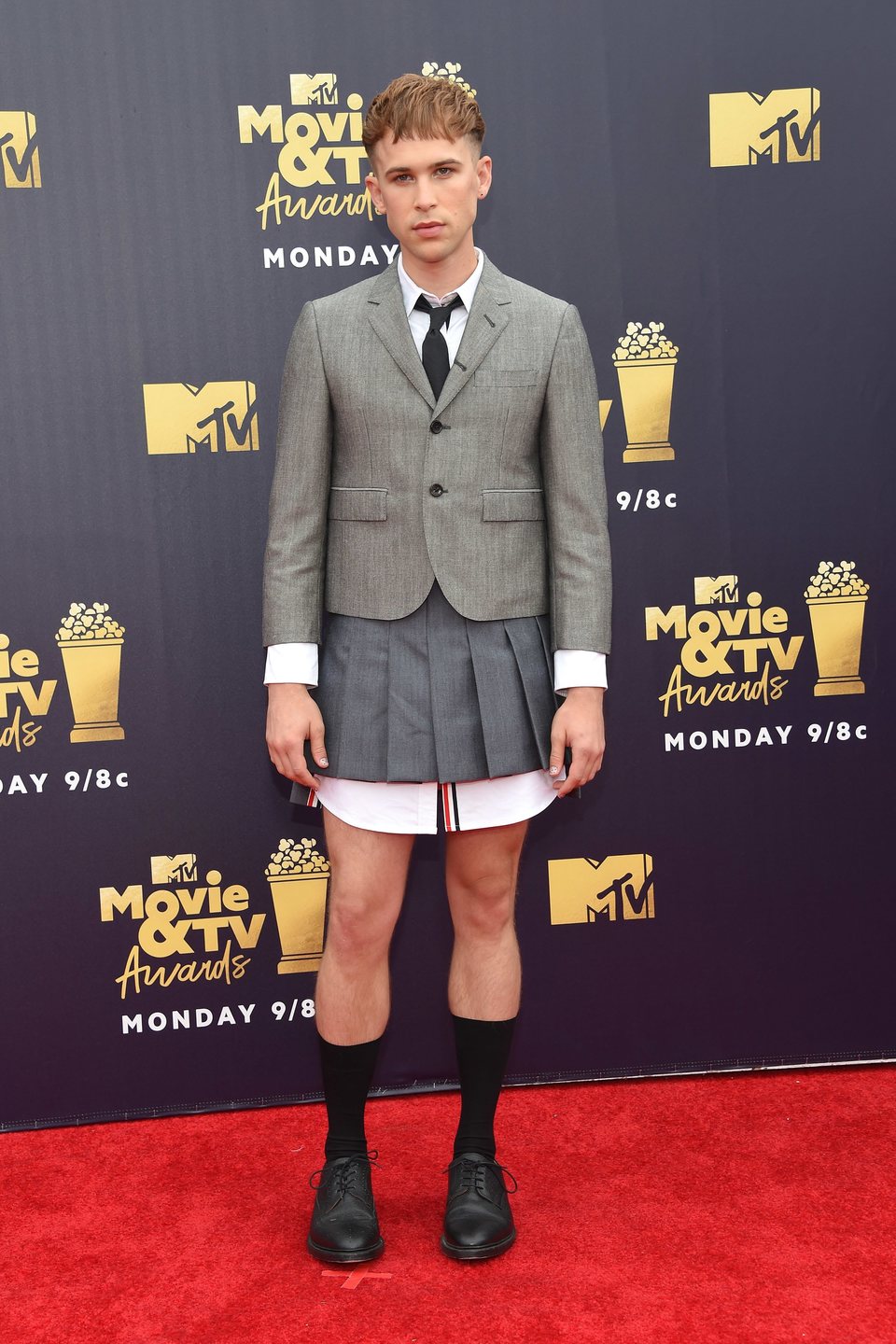 Tommy Dorfman at the MTV Movie & TV Awards 2018 red carpet