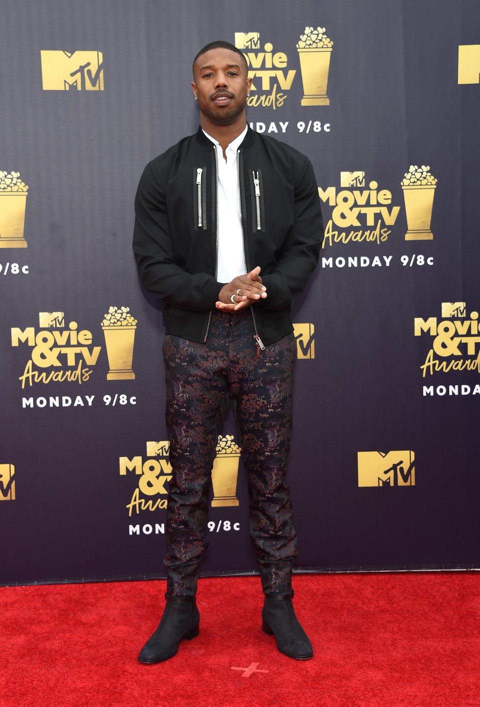 Michael B. Jordan at the MTV Movie & TV Awards 2018 red carpet