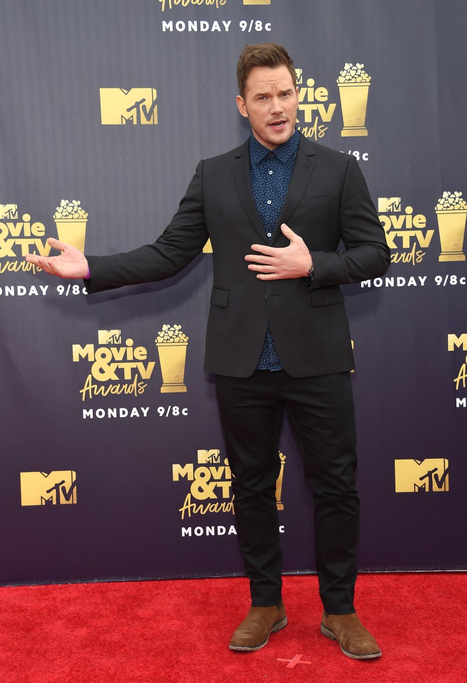 Chris Pratt at the MTV Movie & TV Awards 2018 red carpet