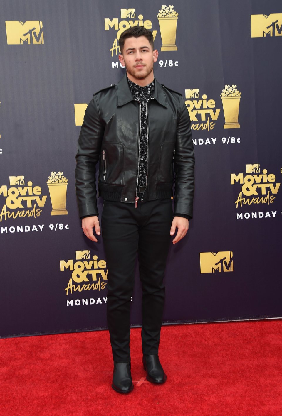 Nick Jonas at the MTV Movie & TV Awards 2018 red carpet