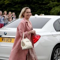 Emilia Clarke arrives at the wedding of Kit Harington and Rose Leslie