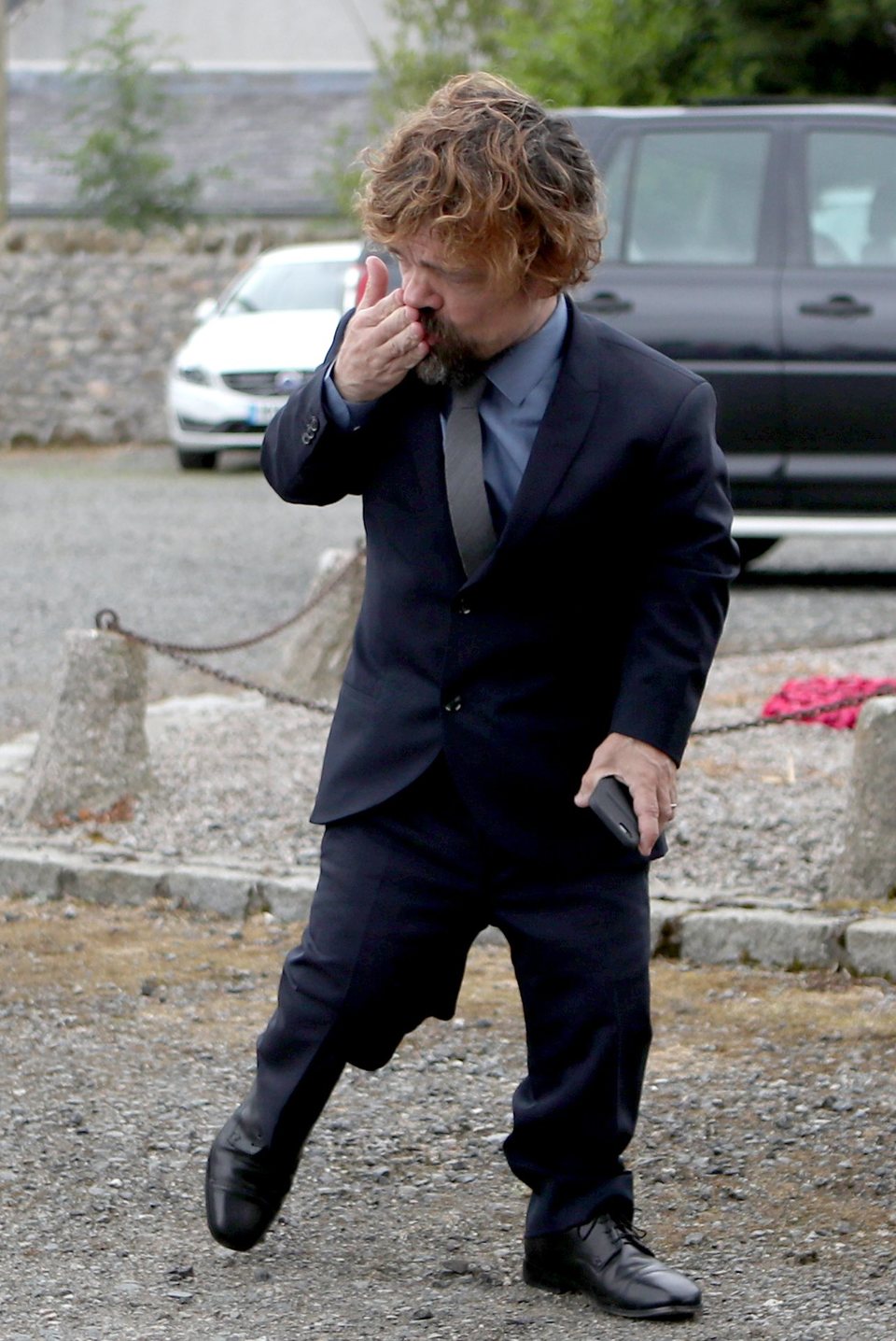 Peter Dinklage arrives at the wedding of Kit Harington and Rose Leslie