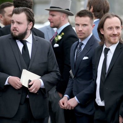 John Bradley, Joe Dempsie and Ben Crompton at the wedding of Kit Harington and Rose Leslie