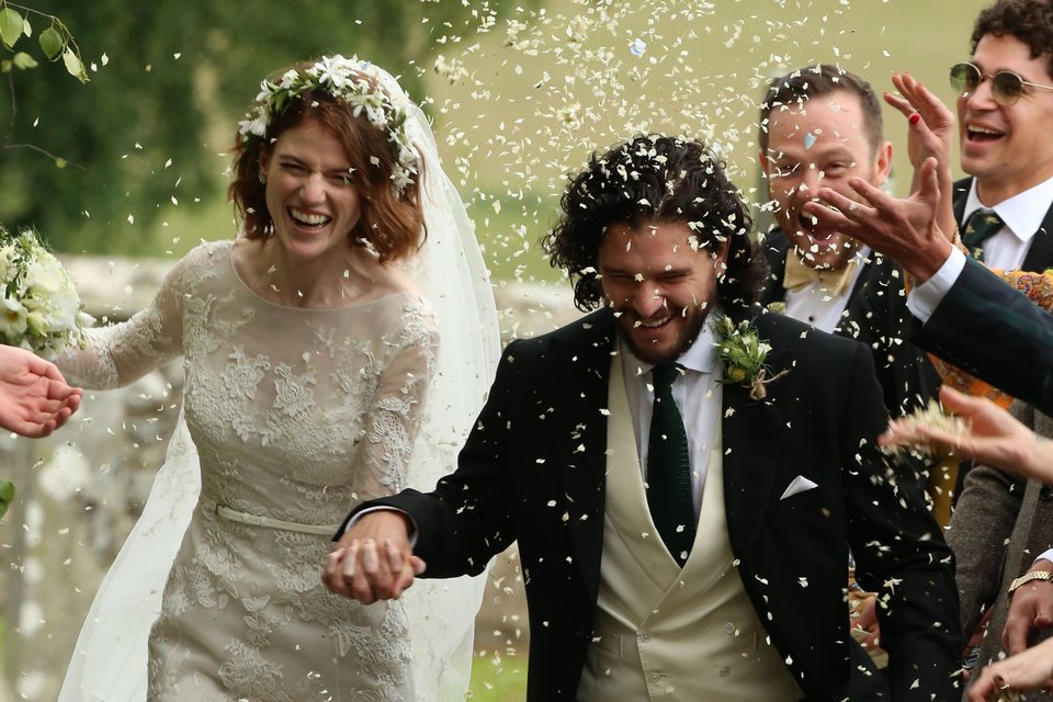 Kit Harington and Rose Leslie after their wedding ceremony