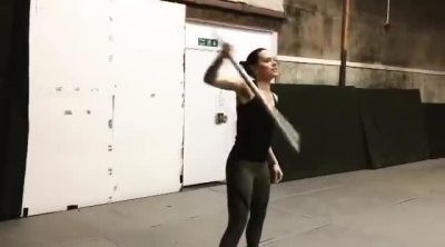 Daisy Ridley show her skills with the lightsaber