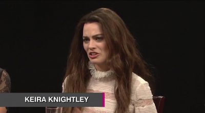 Margot Robbie as Keira Knightley in 'Saturday Night Live'