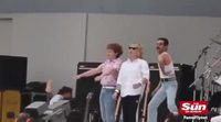 Rami Malek plays to Freddie Mercury in Live Aid