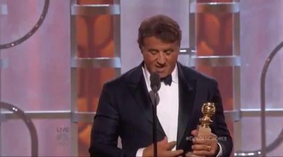 Sylvester Stallone thanks his Best Supporting Actor award in 2016 Golden Globes